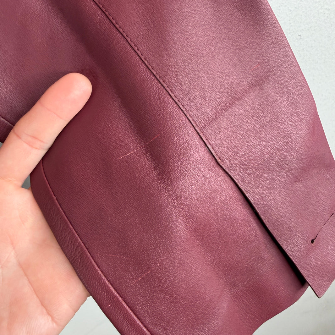 The Row Maroon Leather Shirt