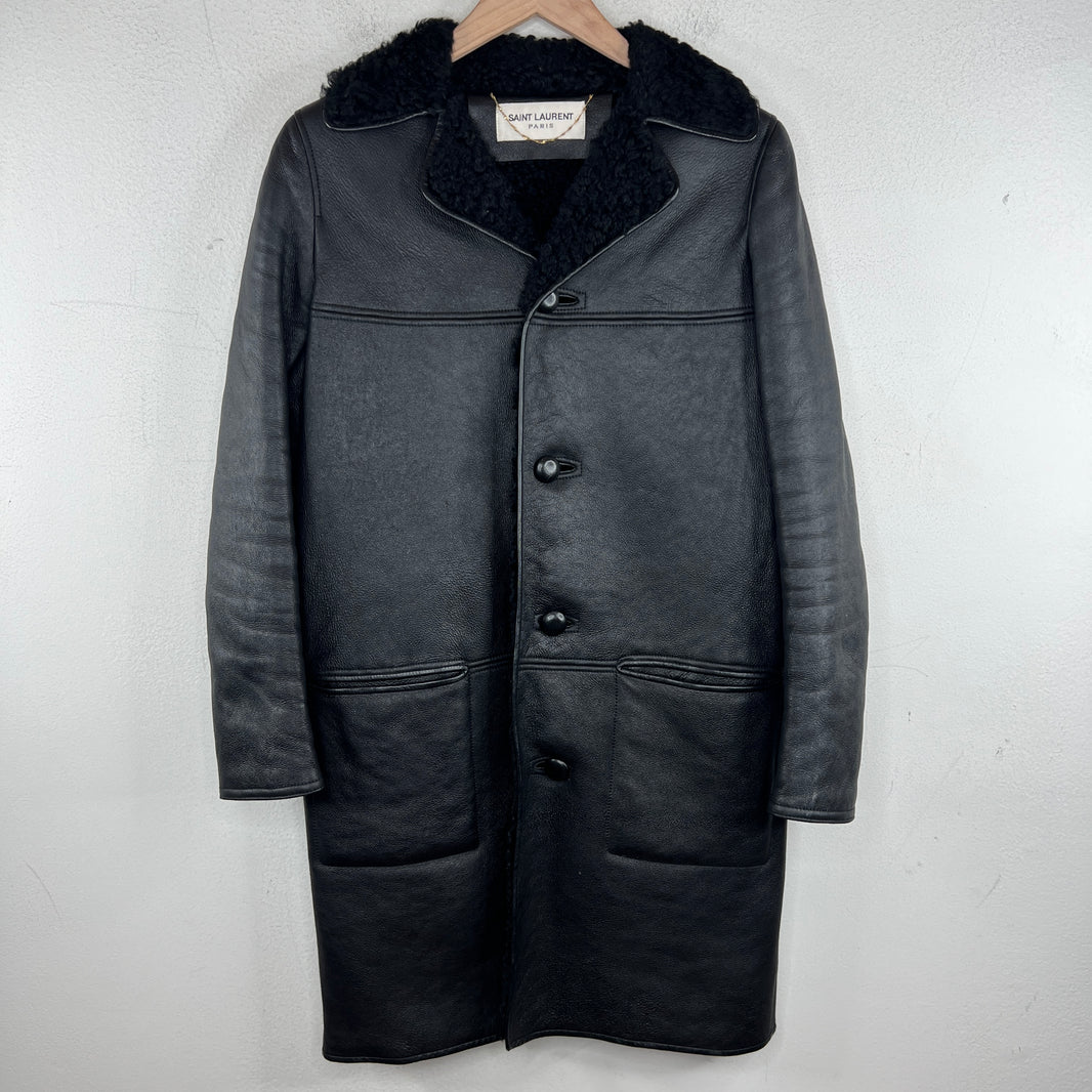 Saint Laurent Leather Shearling Coat