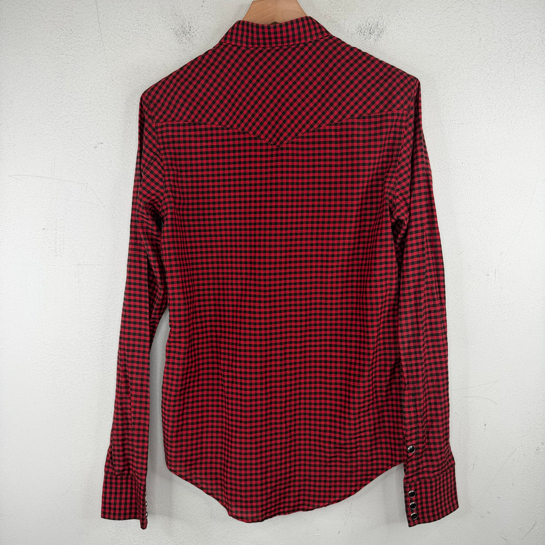 Saint Laurent Red Plaid Western Shirt