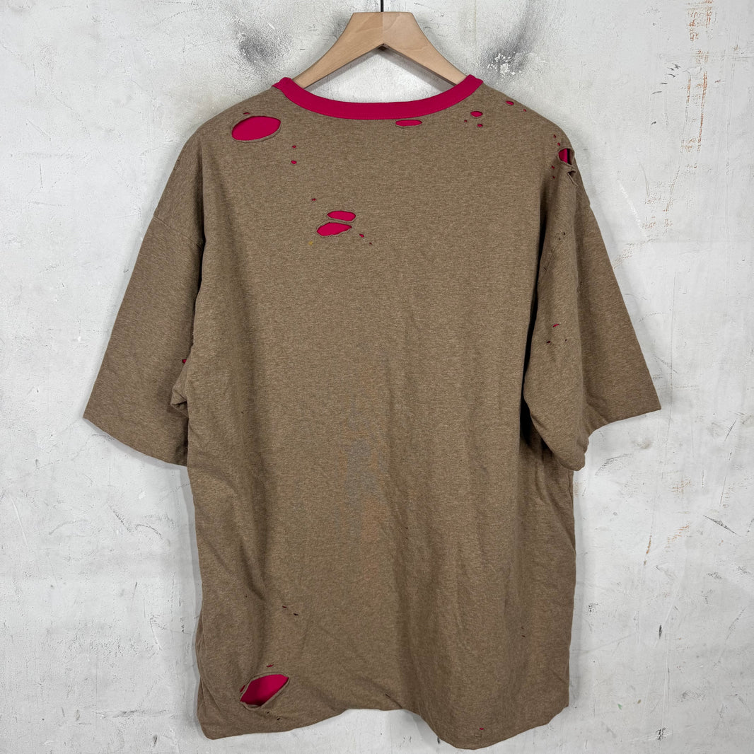 Maison Mihara Yasuhiro Logo Distressed Layered T-Shirt