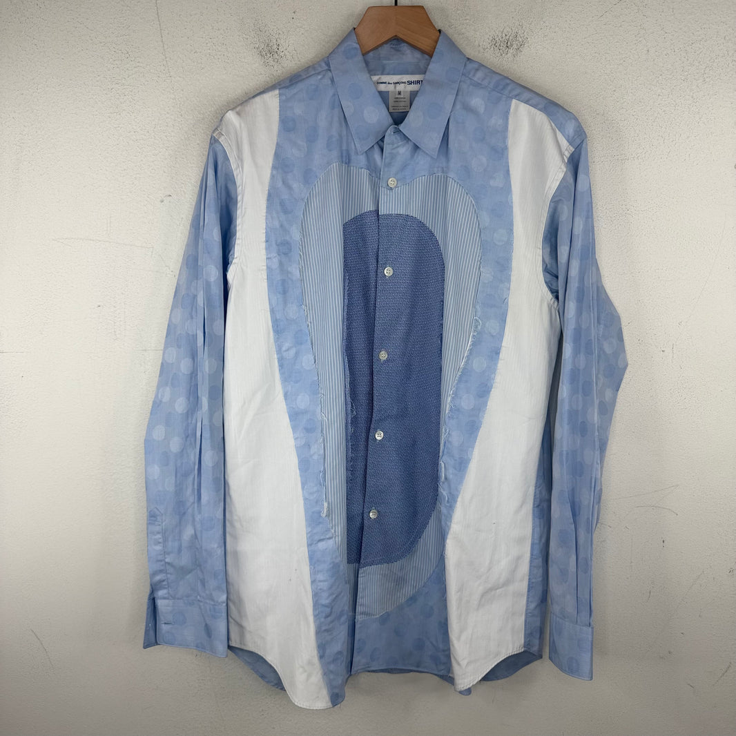 CDG Blue Circle Patchwork Button Up Shirt