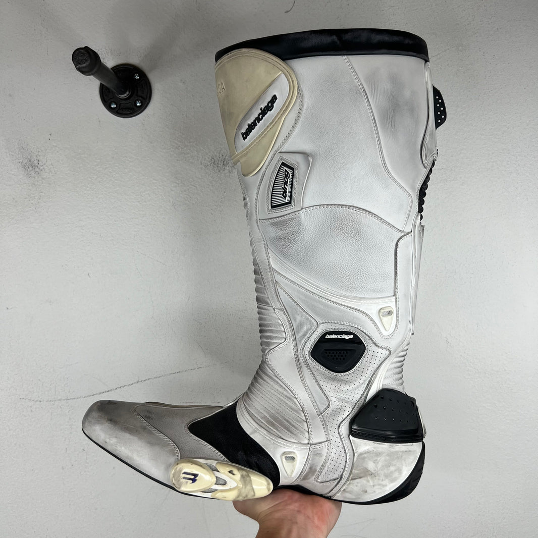 Balenciaga White Biker Moto Boots