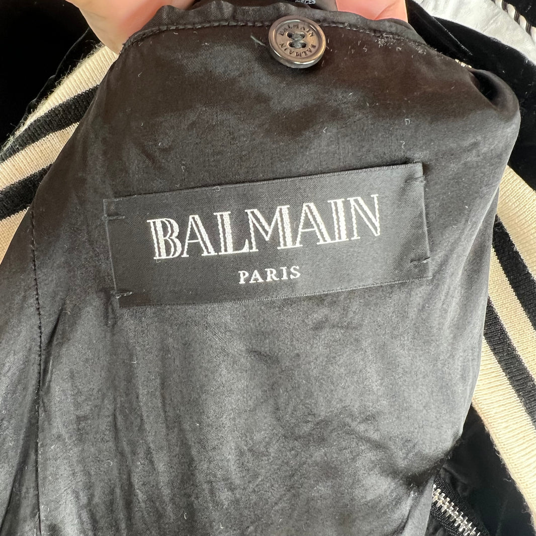 Balmain Crest Velour Teddy Jacket