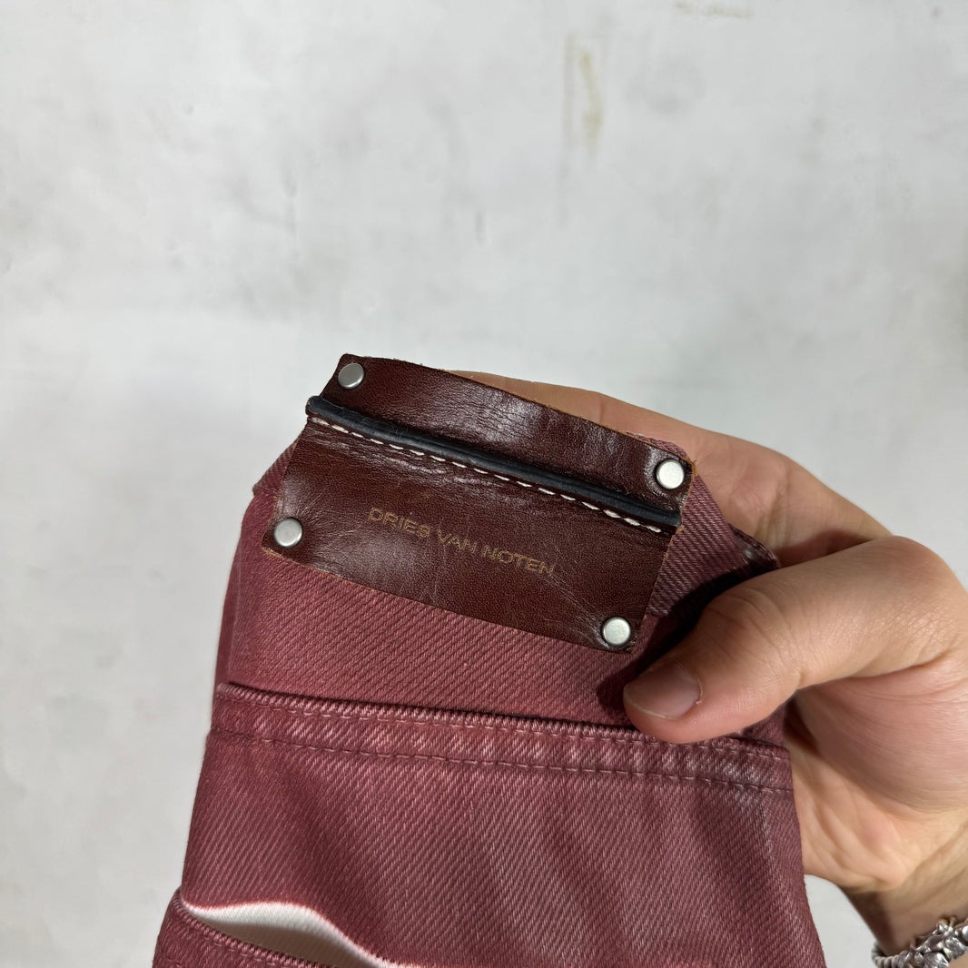 Dries Van Noten Waxed Burgundy Jeans