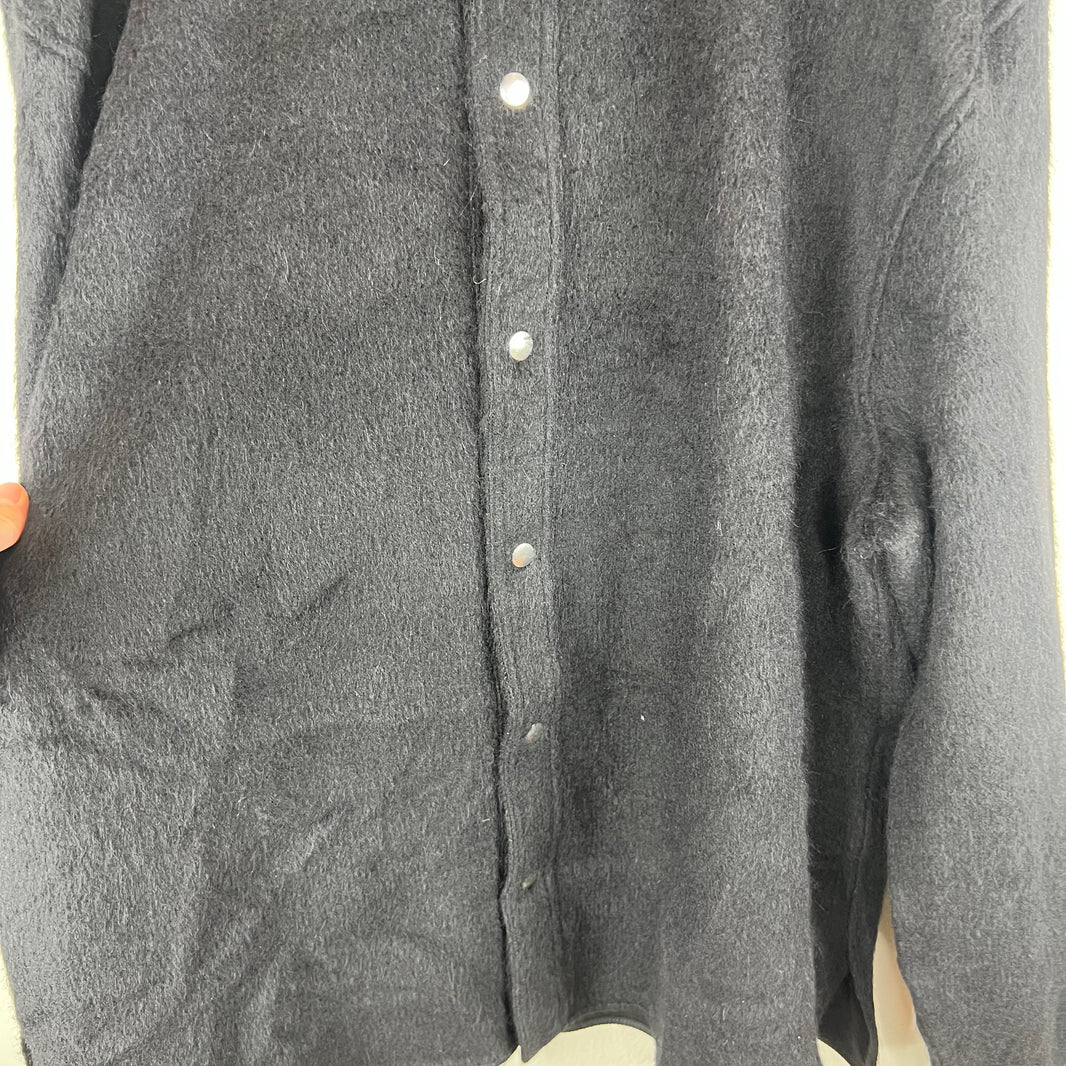 Jil Sander Black Alpaca/Wool Blend Snap Button Overshirt