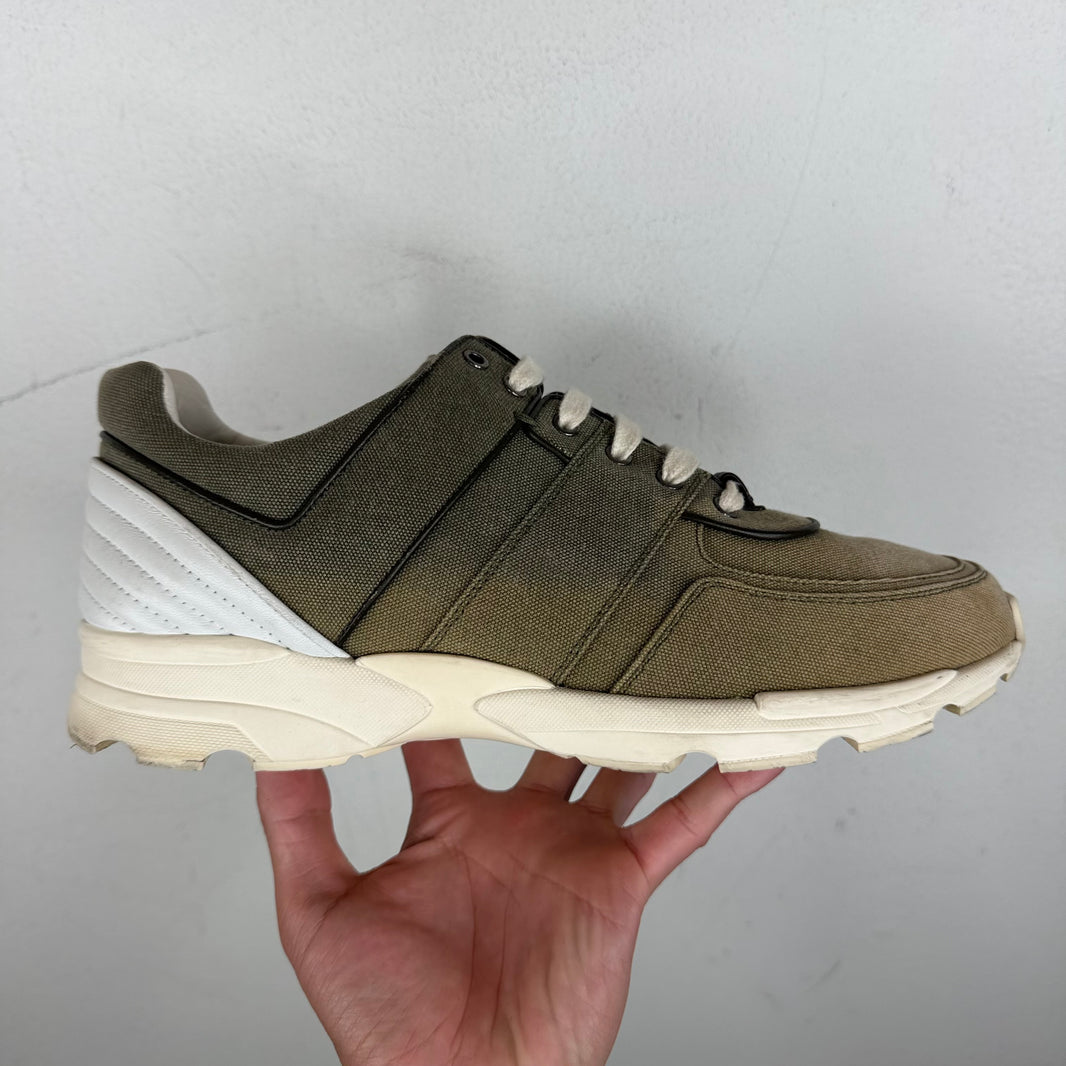 Chanel Olive Canvas Trainers
