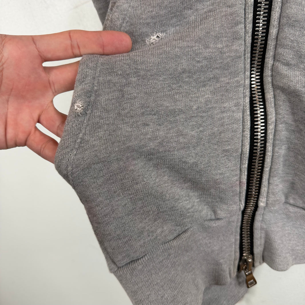 Balmain Gray Patchwork Graffiti Zip Up Hoodie