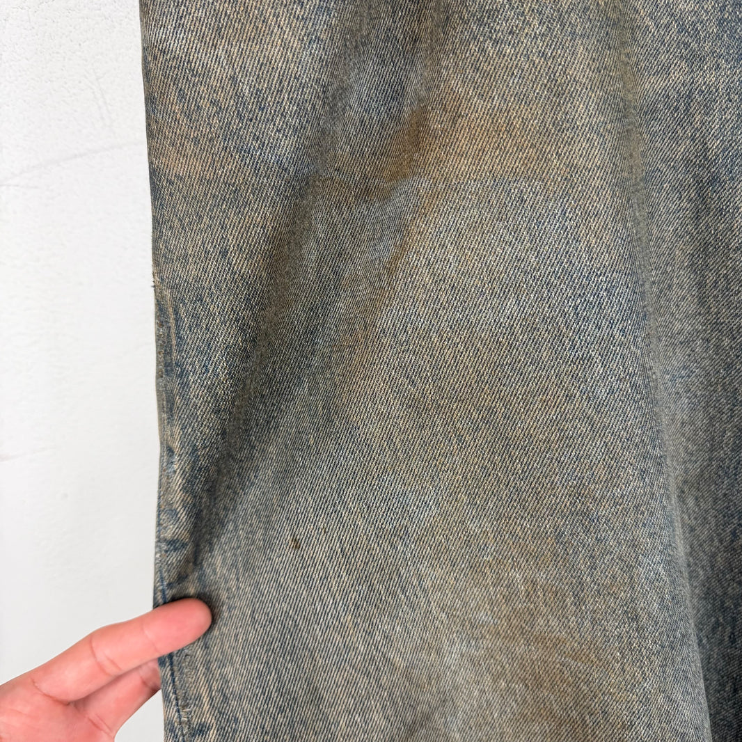 Balenciaga Waxed Mud Blue Wash Baggy Jeans