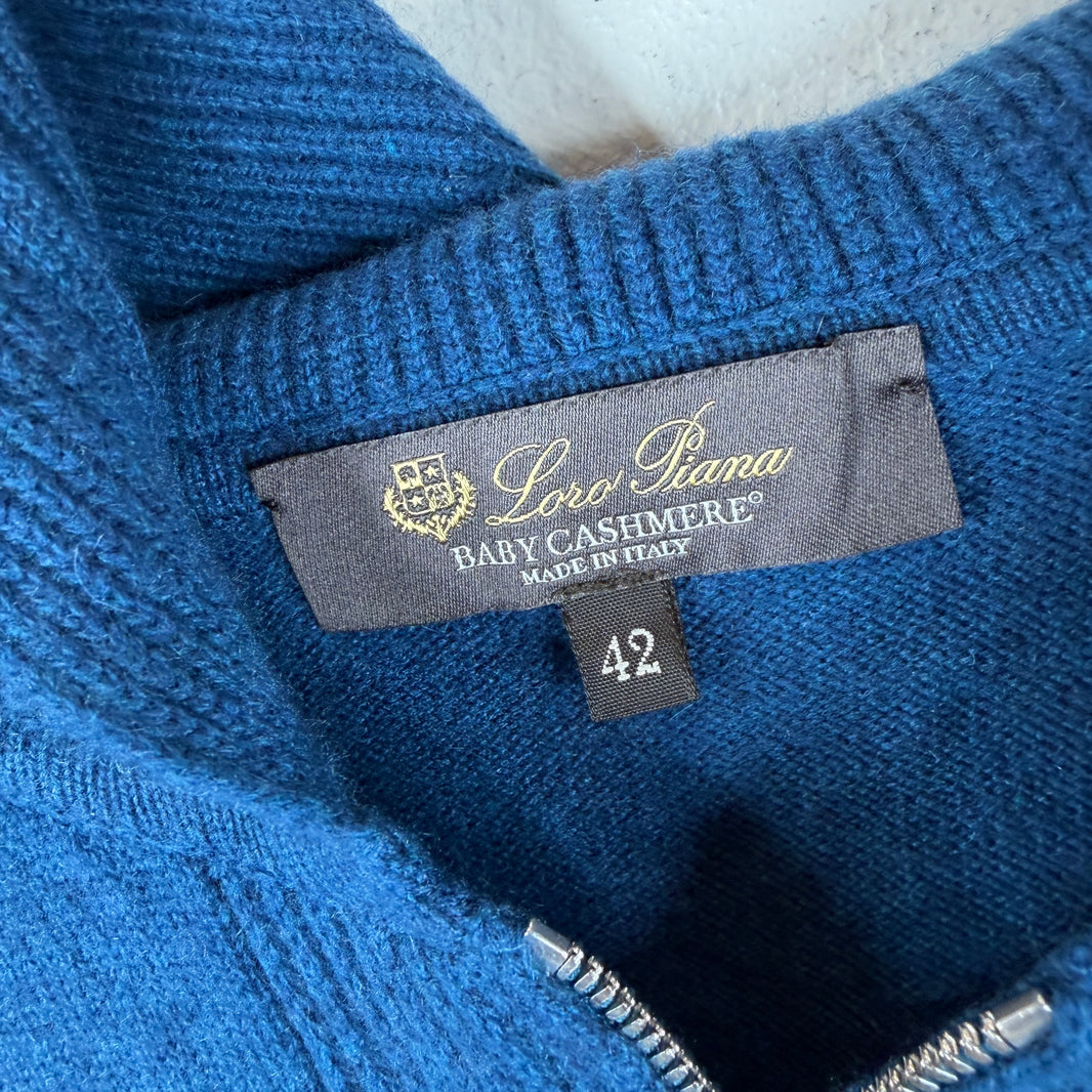 Loro Piana Baby Cashmere Blue Hoodie