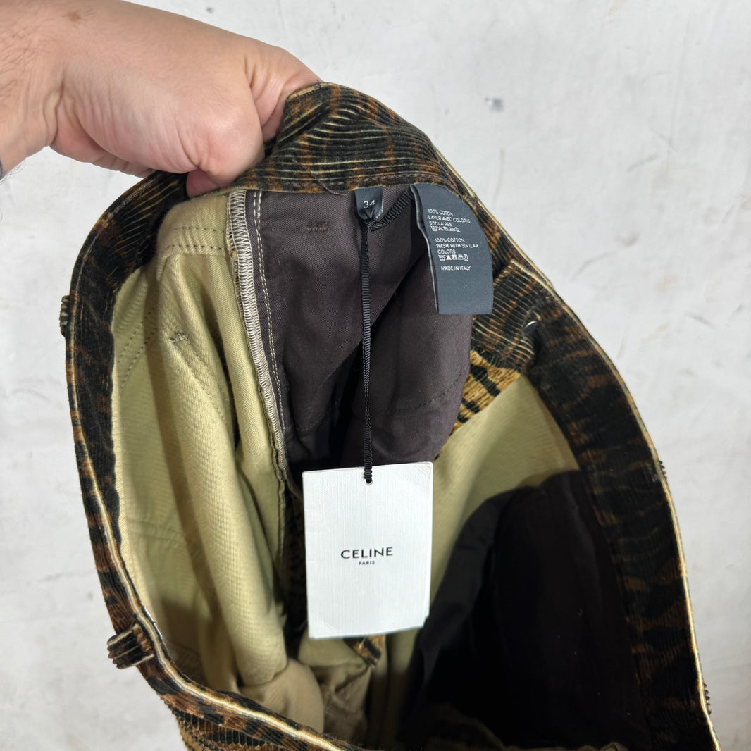 Celine Tiger Stripe Corduroy Flares