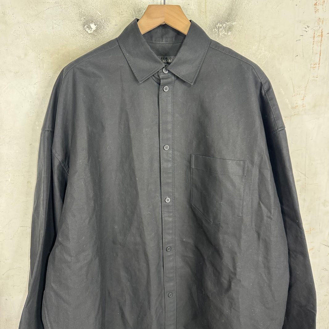 Balenciaga Black Canvas Snap Overshirt
