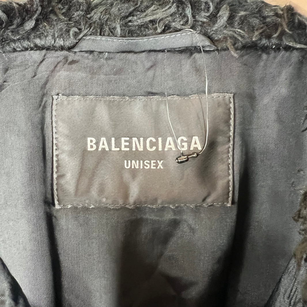 Balenciaga Faux Fur Hooded Bomber Jacket