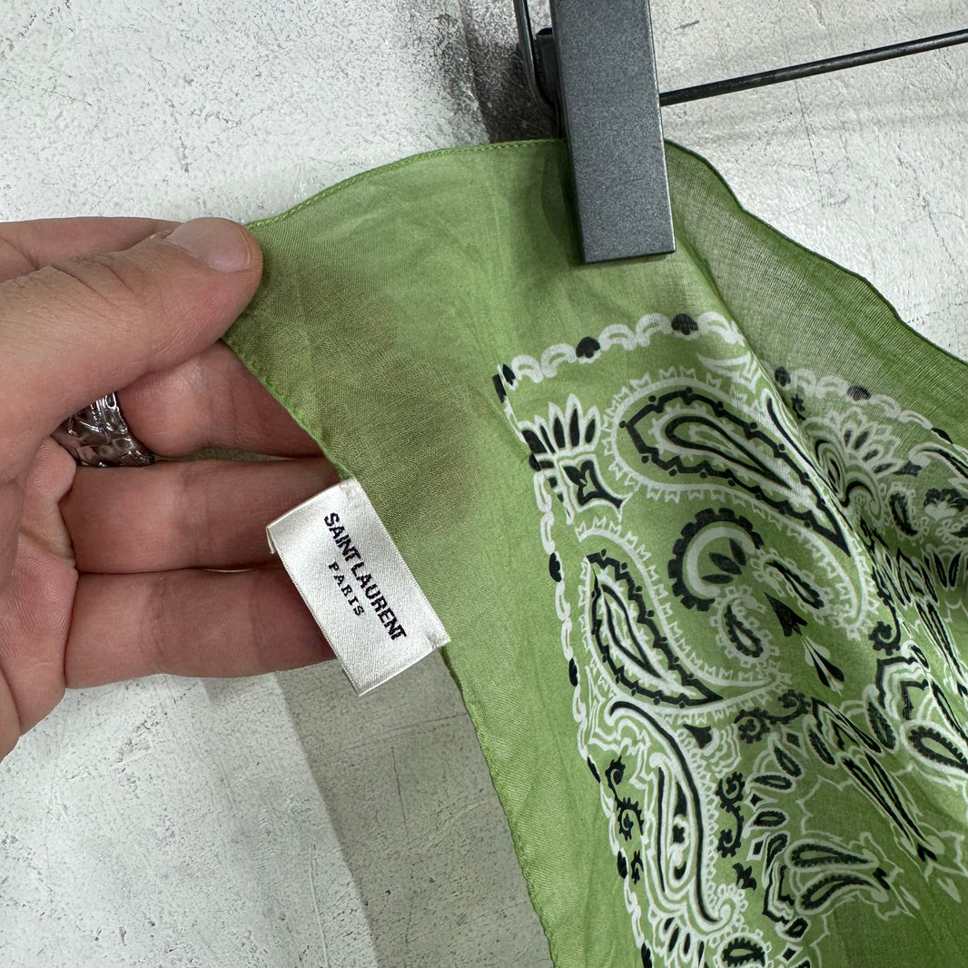 Saint Laurent Green Paisley Scarf