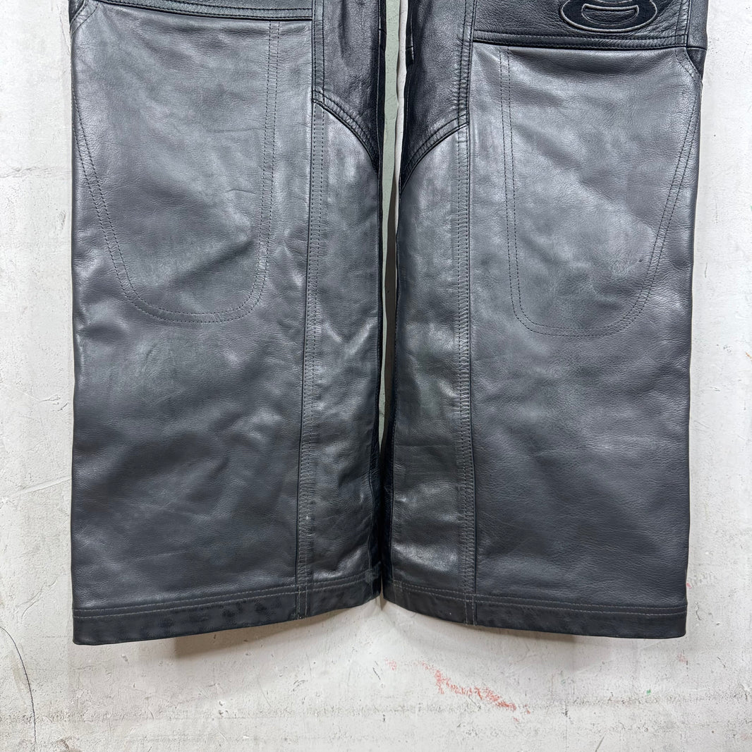 Balenciaga Leather Unity Paneled Racing Pants
