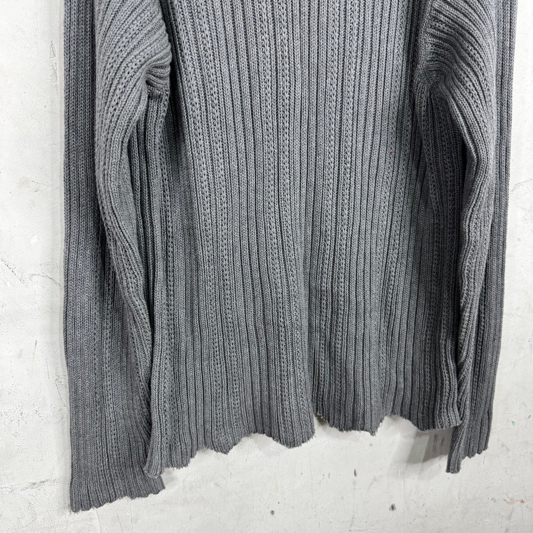 Helmut Lang Grey Ribbed Knit Sweater