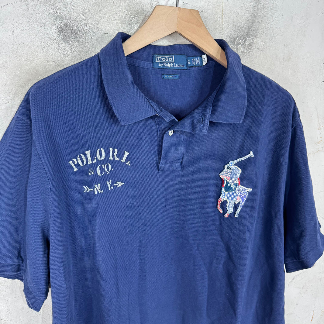 Ralph Lauren Navy Patchwork Big Pony Polo