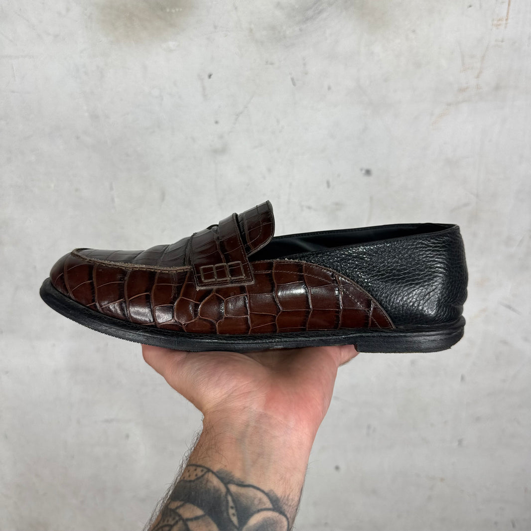 Loewe Faux Croc Penny Loafers