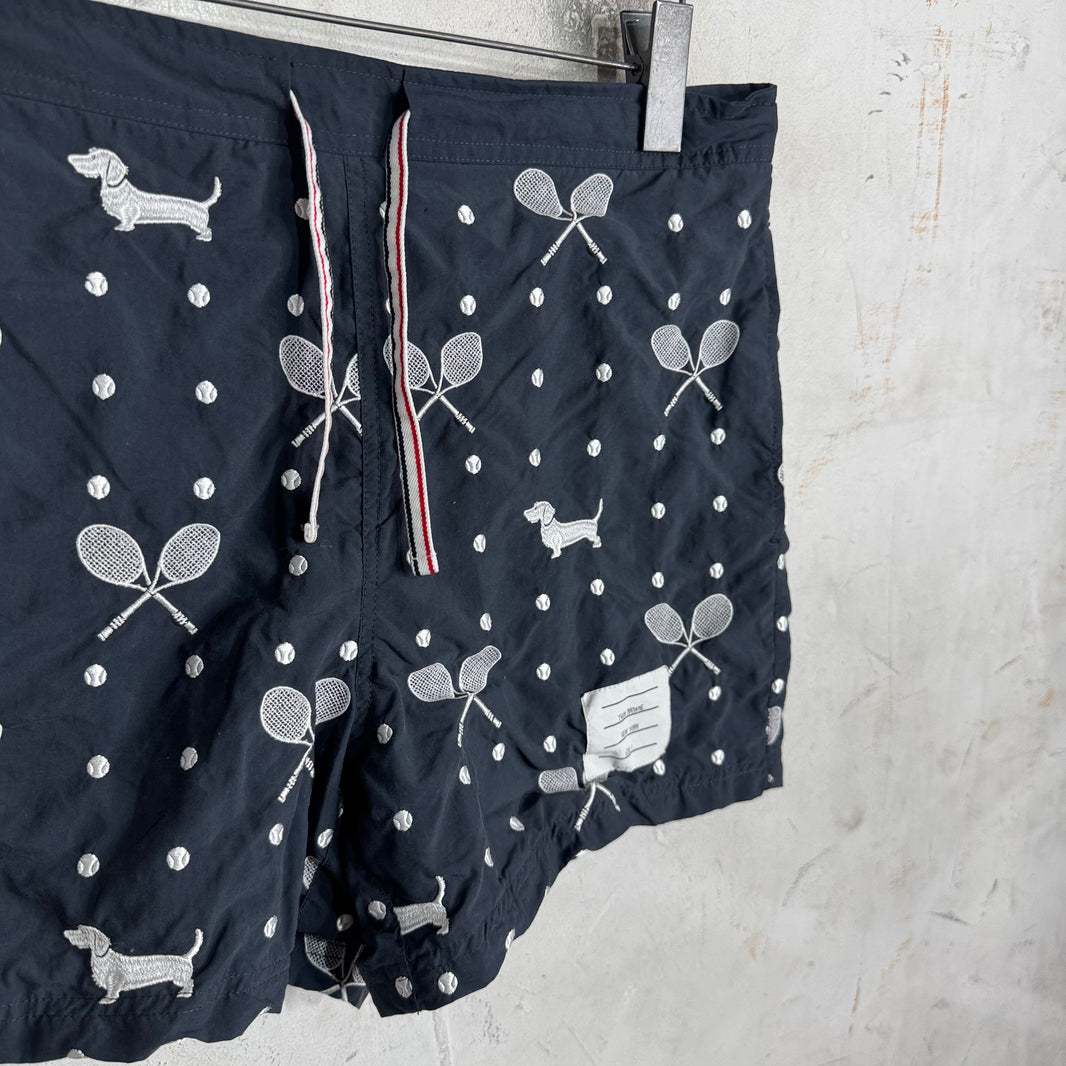 Thom Browne Tennis Dachsound Swim Trunks