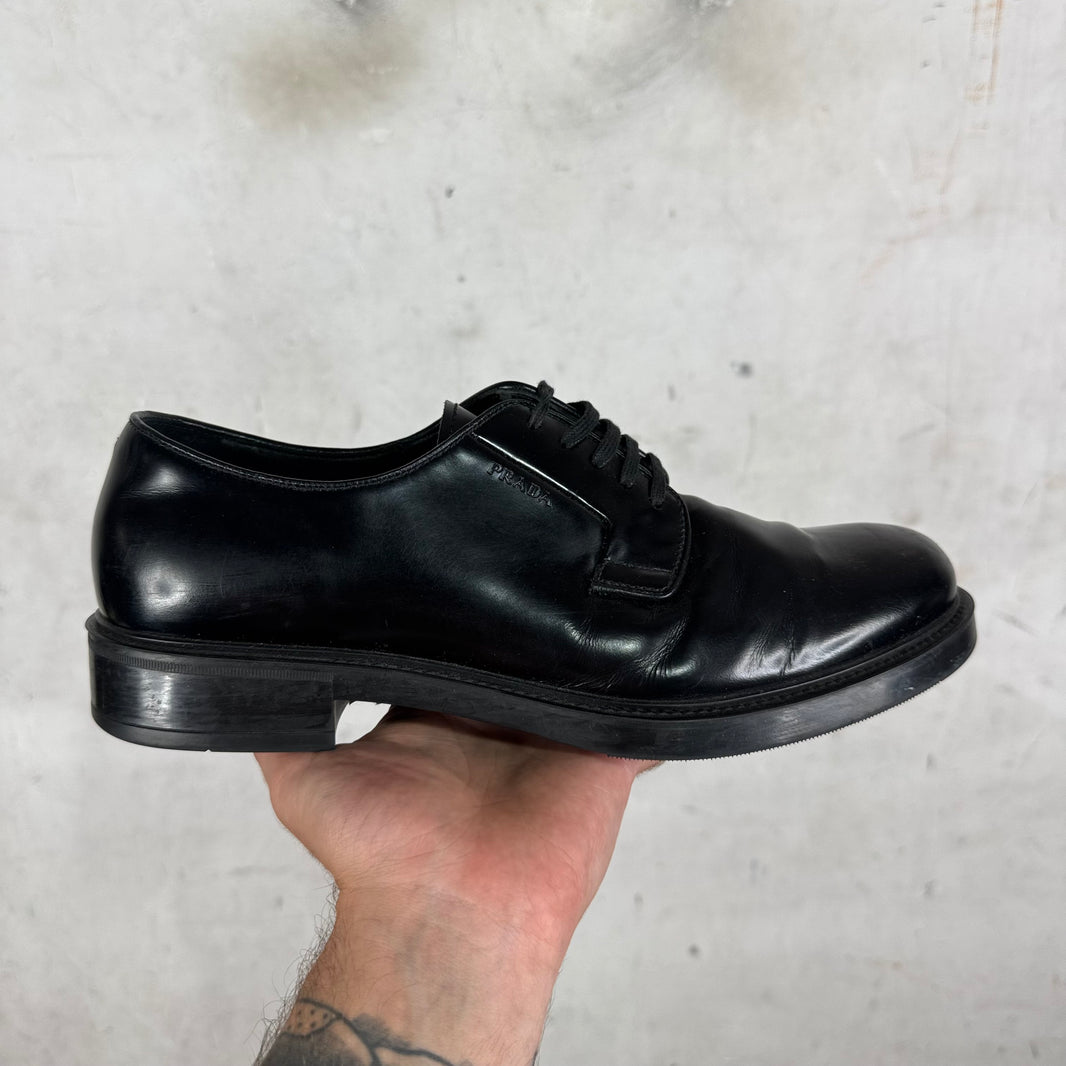 Prada Black Brushed Derbys