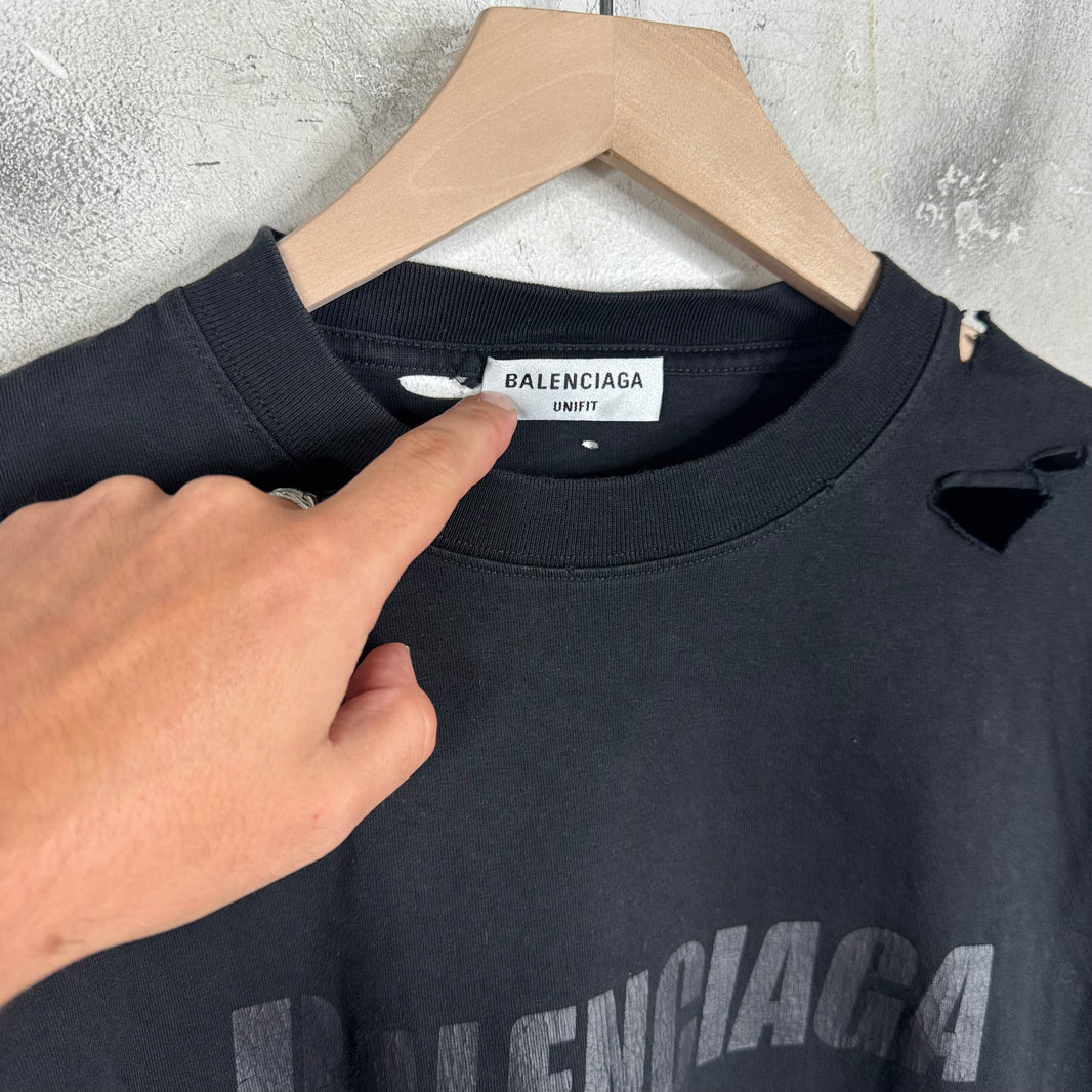 Balenciaga Distressed Logo Tonal T-Shirt
