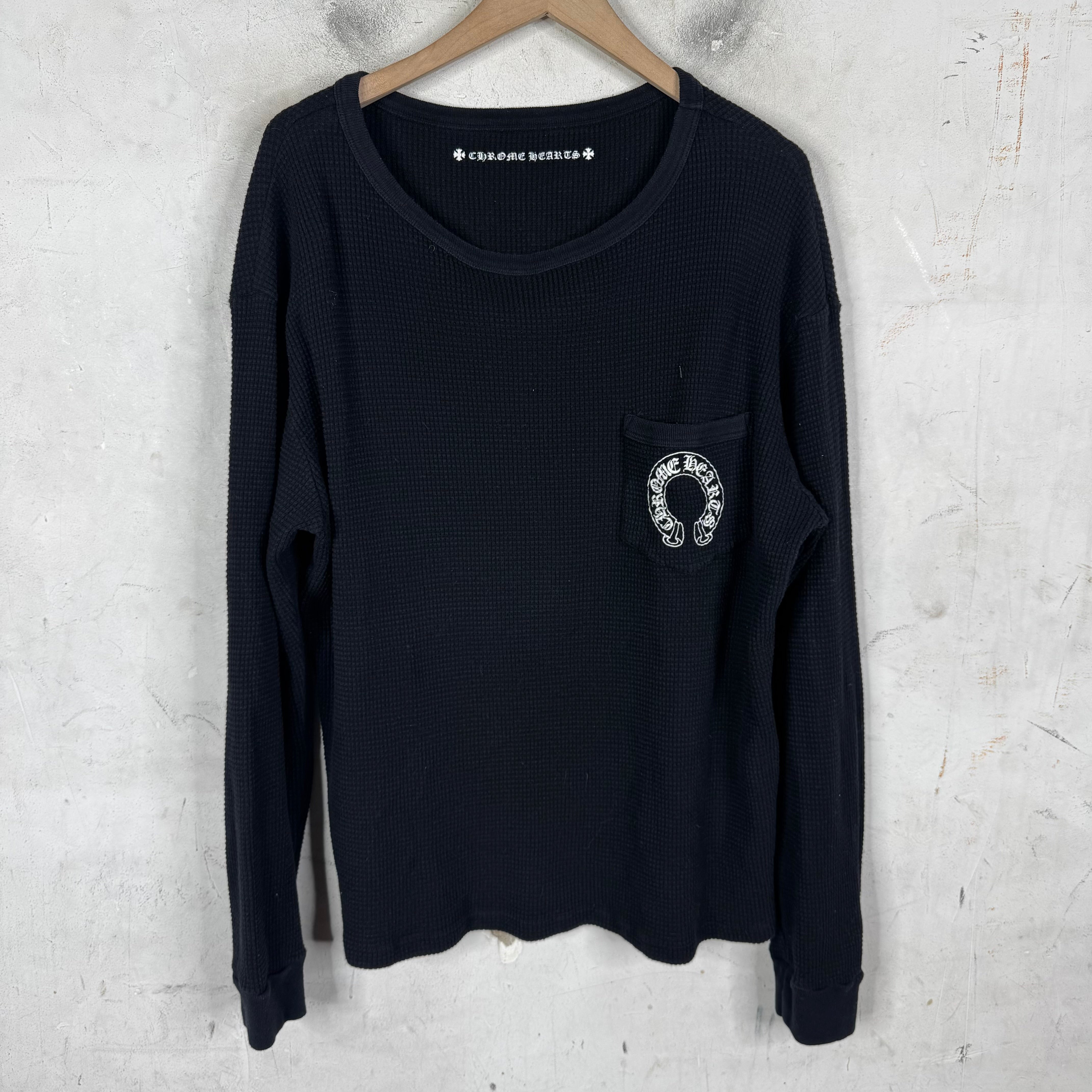 2025aw 新作！国内正規品本物　CHROME HEARTS LS XL Chrome Hearts Black Horseshoe Floral L/S Thermal – www.Lukes.store