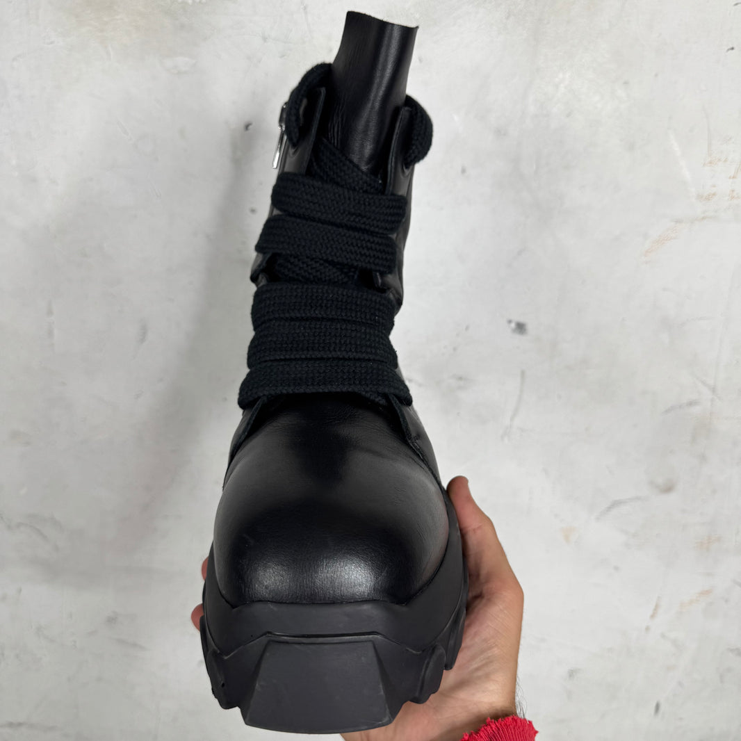 Rick Owens Triple Black Jumbo Lace Tractor Boots