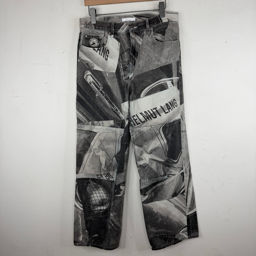 Helmut Lang Car Print Denim Jeans
