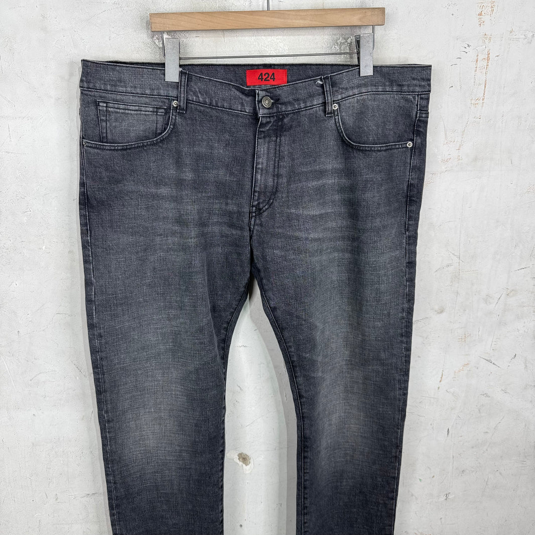 424 Frayed Hem Charcoal Jeans