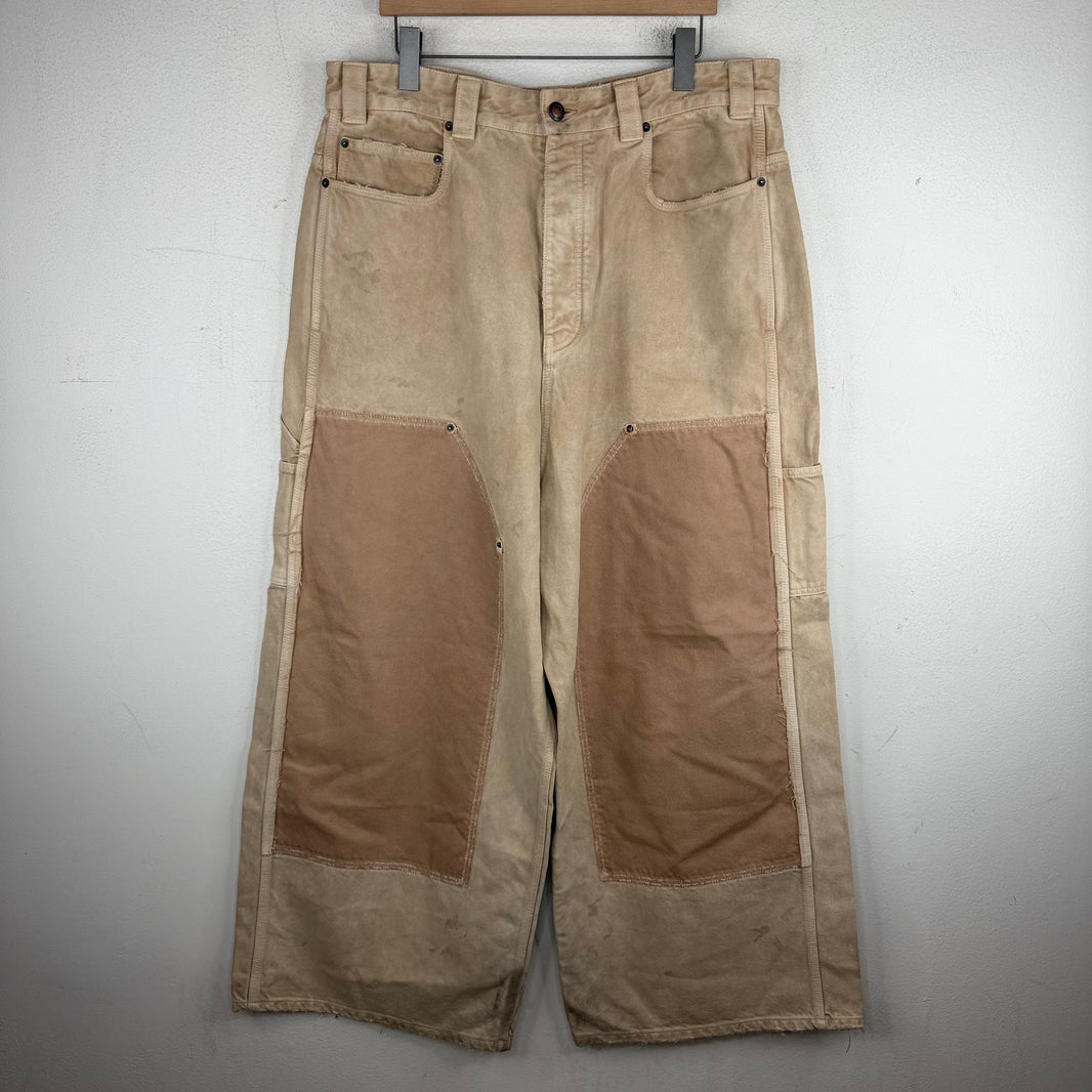 Balenciaga Tan Baggy Carpenter Double Knee Jeans