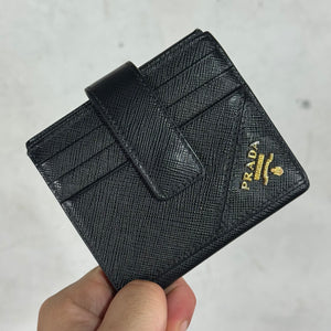 Prada Saffiano Snap Button Bifold Wallet
