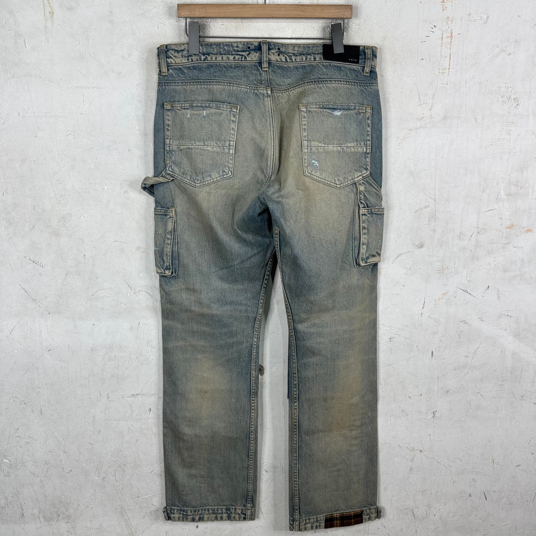 Amiri Lightwash Patched Carpenter Jeans