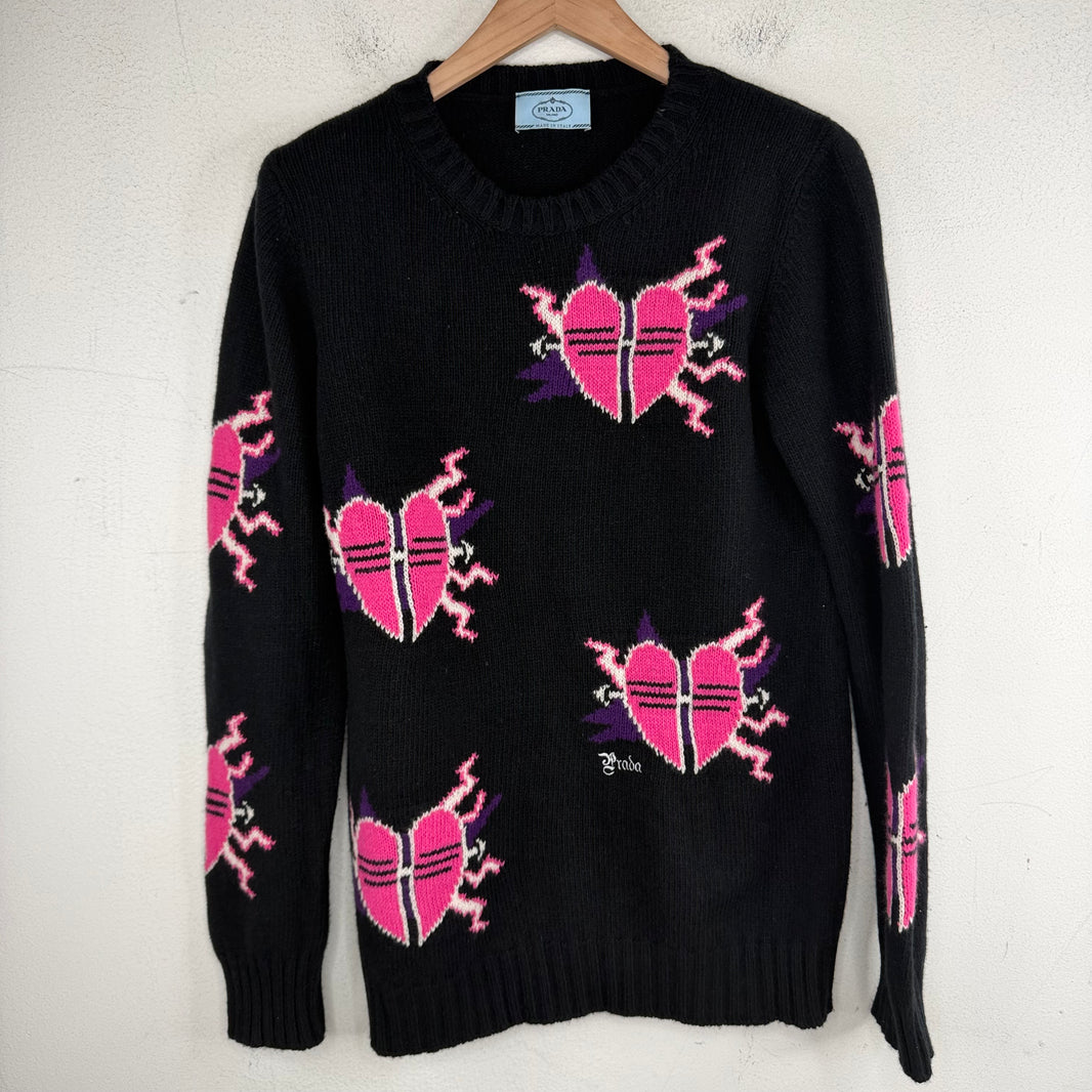 Prada Lightning Heart Knit Sweater