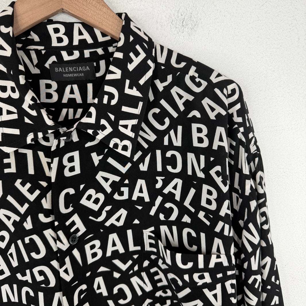 Balenciaga Home Wear AOP Silk LS Button Up Shirt