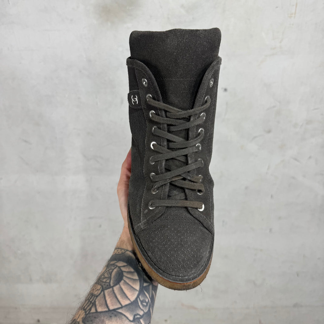 Chanel Interlocking CC Logo Brown Boots