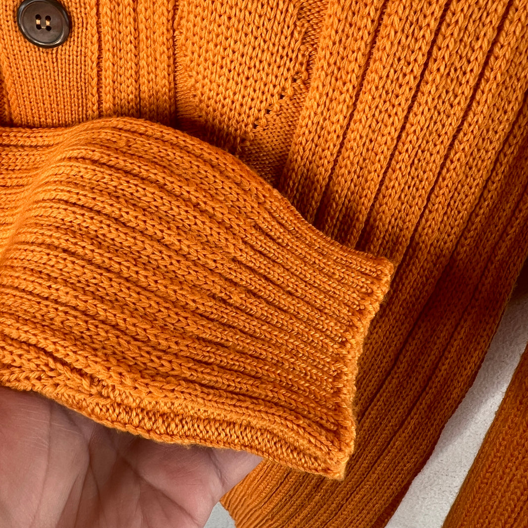 Prada Orange Button Up Diamond Knit Cardigan