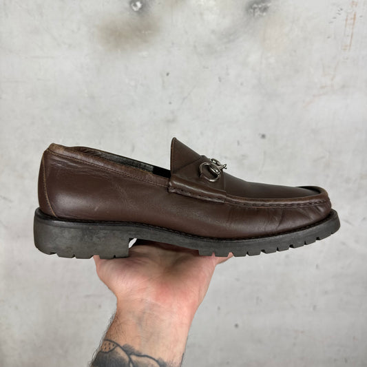 Gucci Brown Horsebit Lug Loafer