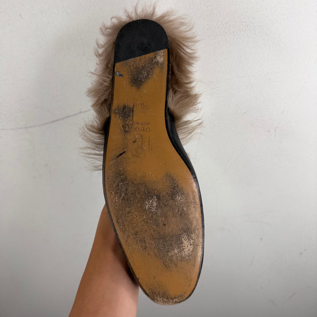 Gucci Fur Horsebit Mules