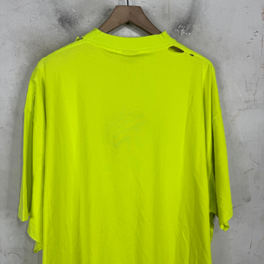 Balenciaga Neon Warped 3B Logo T-Shirt