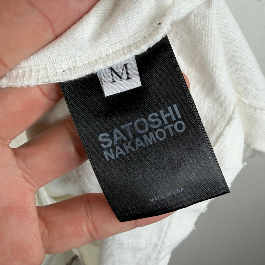 Satoshi Nakamoto Distressed White Logo T-Shirt