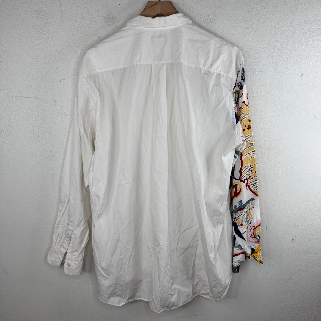CDG White Sleeve Detail Button Up Shirt