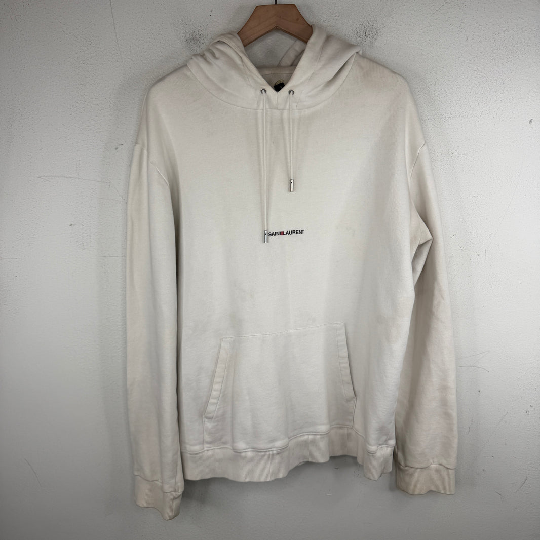 Saint Laurent Small Logo White Hoodie