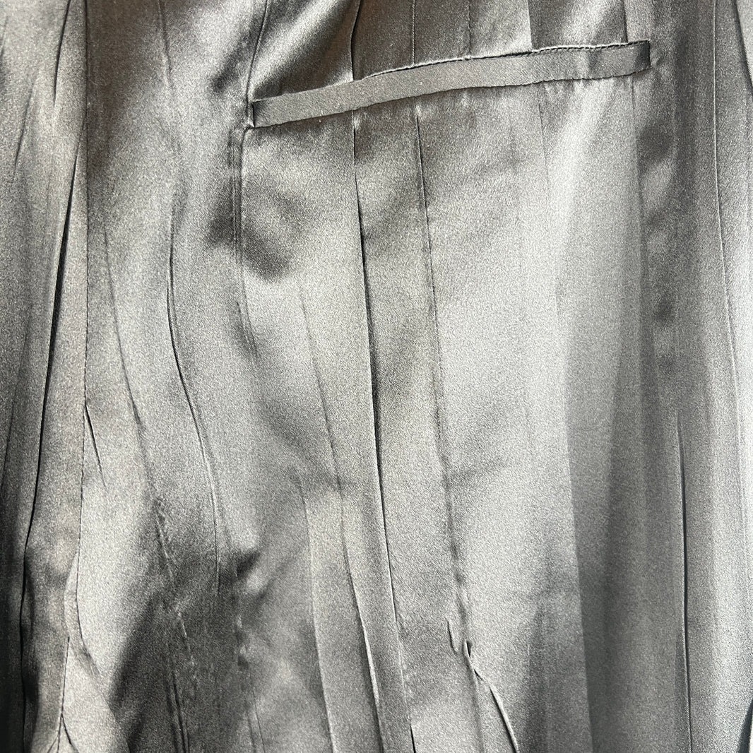 Saint Laurent Black Pleated Silk Trousers