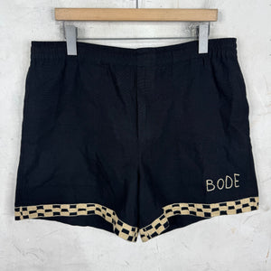 Bode Checkered Trim Canvas Shorts
