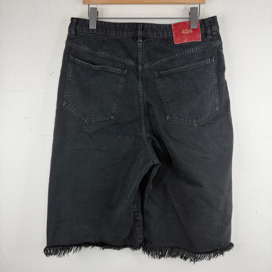 424 Black Denim Long Shorts
