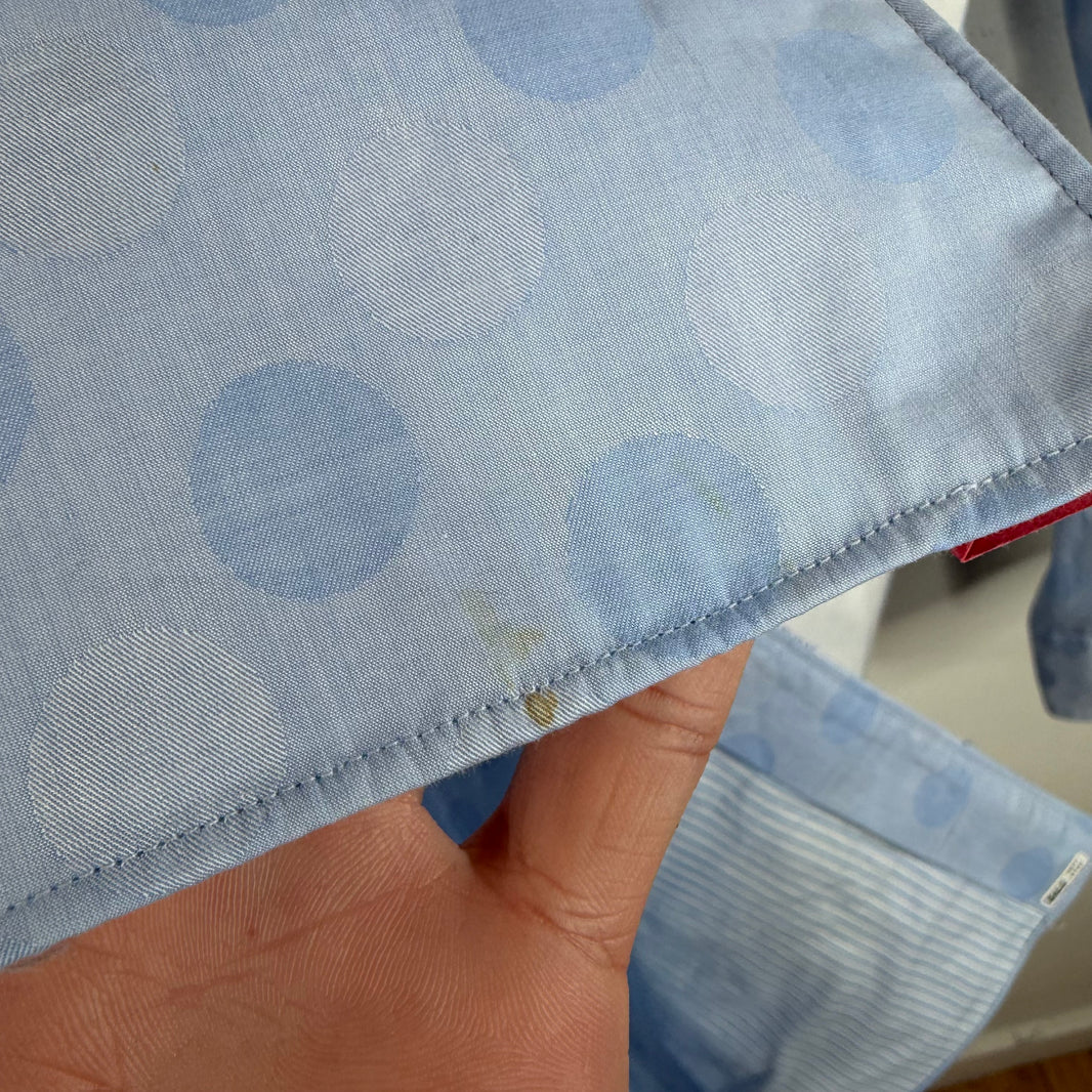 CDG Blue Circle Patchwork Button Up Shirt