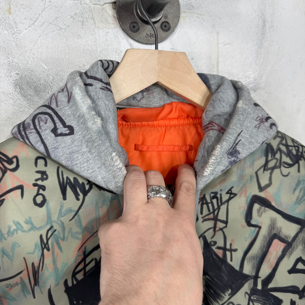 Mowalola Cropped Grafitti Bomber Jacket