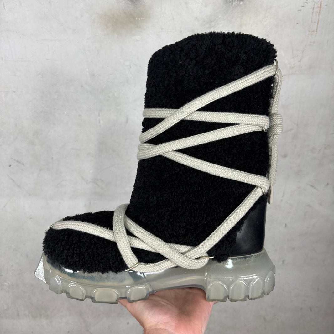 Rick Owens Lunar Megalace Shearling Tractor Boots