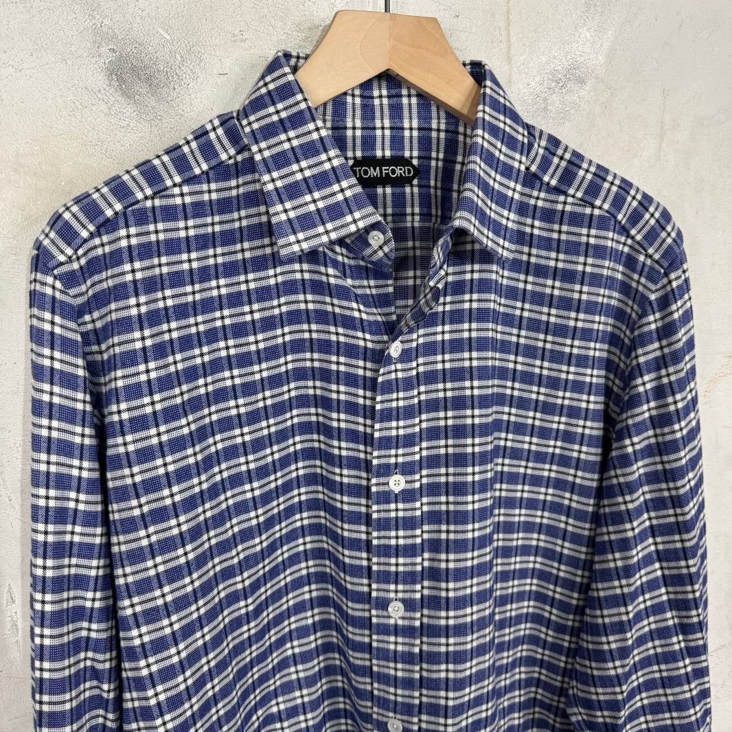 Tom Ford Blue Plaid Flannel Shirt