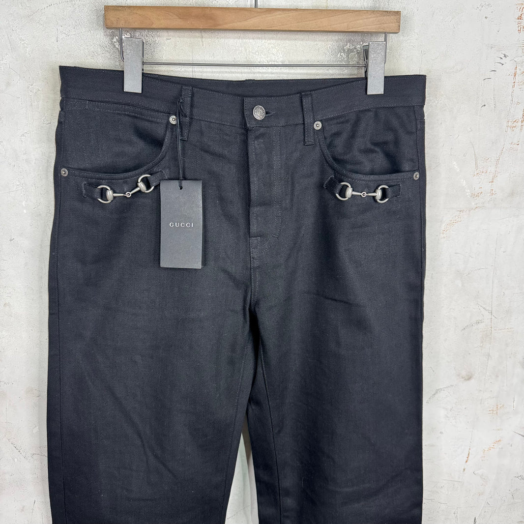 Gucci Black Raw Horsebit Jeans