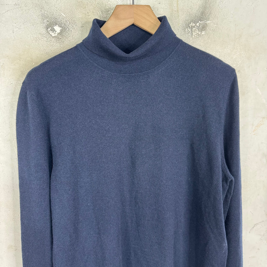 Gucci Navy Cashmere Web Turtleneck